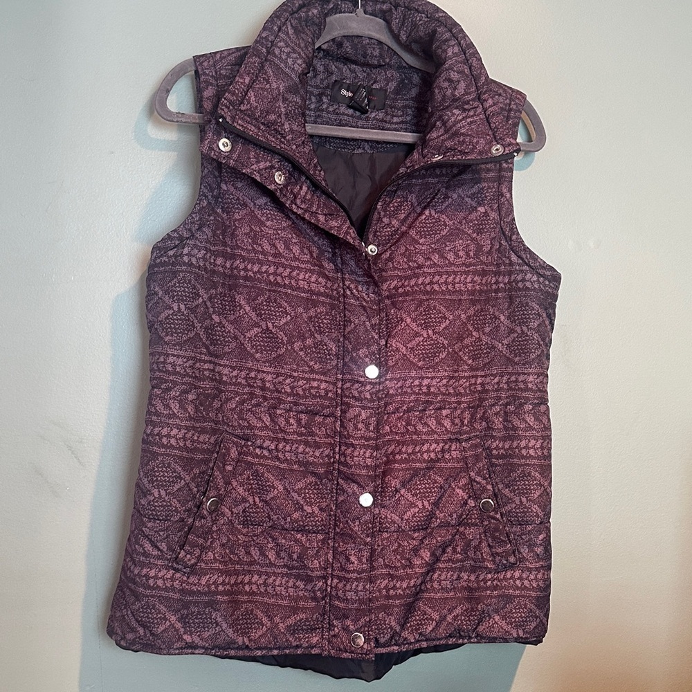 Style & Co. Sport Vest Size M bohemian spring closet capsule preppy layering